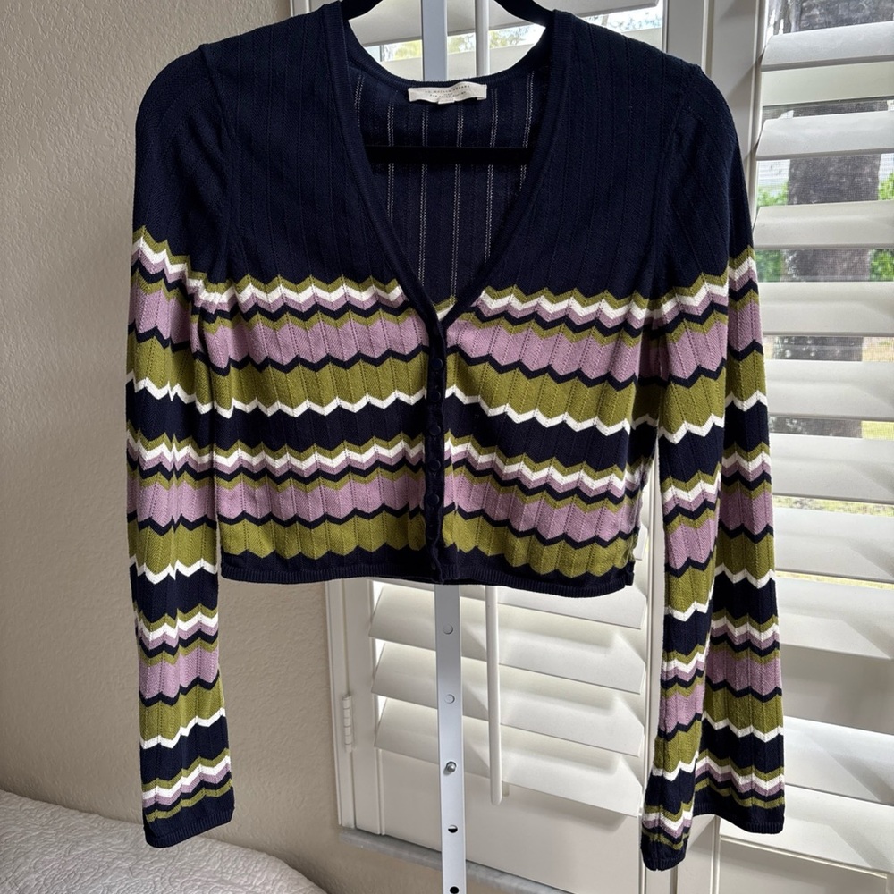 SEZANE Bobbie Cropped Cardigan 100% Cotton Size Small - Picture 4 of 13
